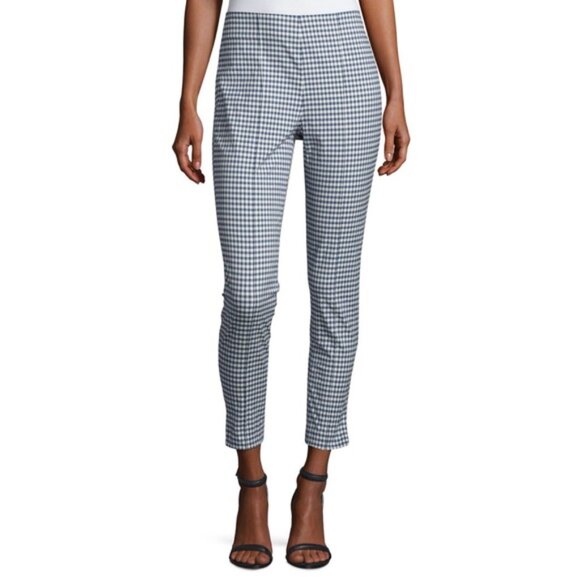 VERONICA BEARD Pants Womens 2 Blue White Gingham Check Stretch Slim Academia - Picture 2 of 14
